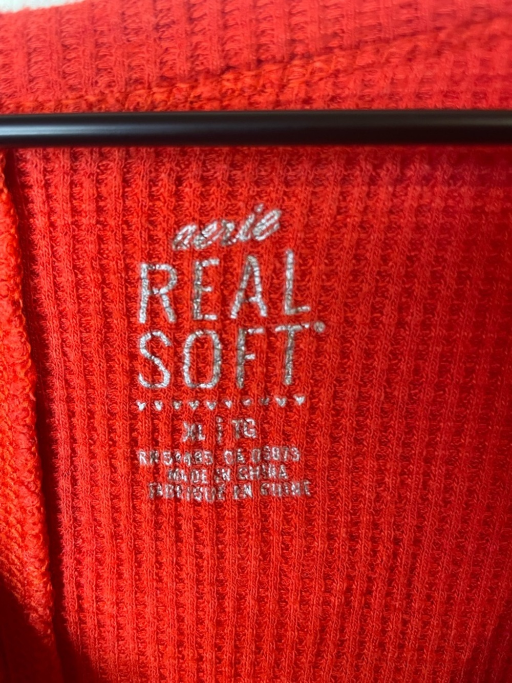 Aerie Real Soft Waffle Henley Pajama Top in Red Size XL - Picture 5 of 8